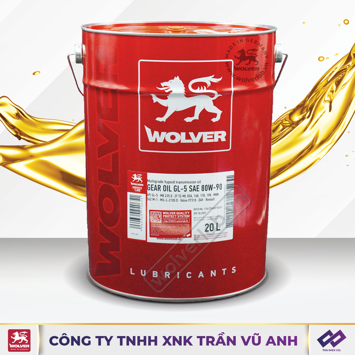 WOLVER GEAR OIL 80W90 GL-5 20L